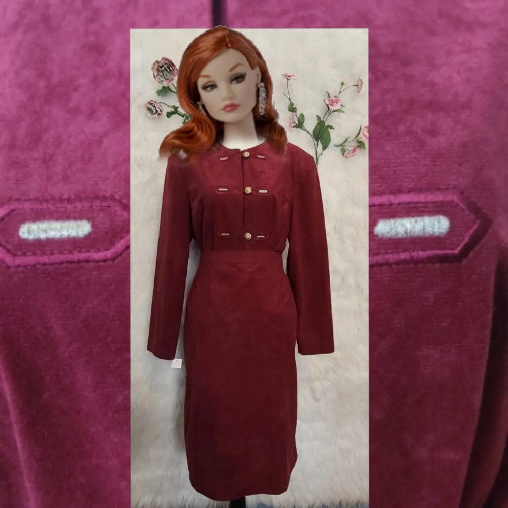 90s Burgundy skirt and blazer set size 14 petite